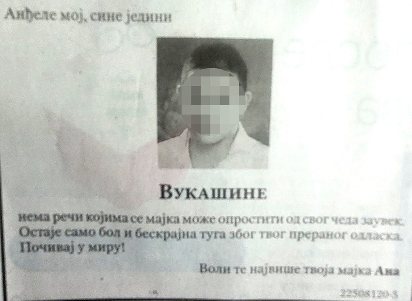 Potresno opraštanje Vukašinove majke Ane od ubijenog mladića