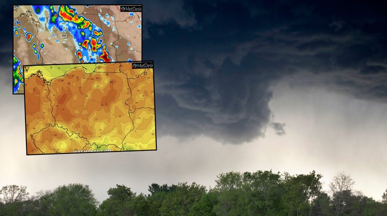 W kolejnych tygodniach dni gorące i burzowe będą się przeplatać ze znacznie chłodniejszymi (mapa: wxcharts.com)