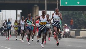 Athletes running at the Lagos city Marathon