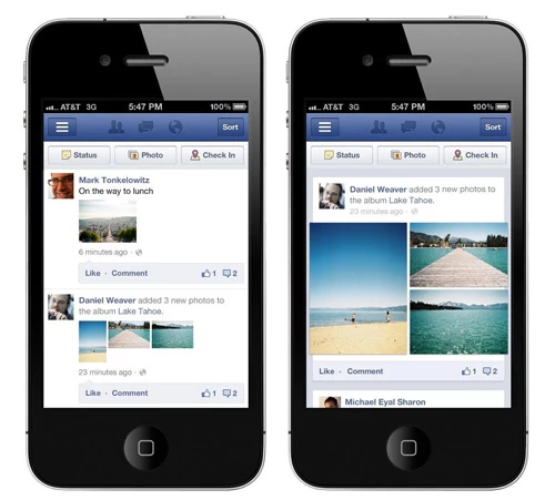 Stary vs nowy wygląd fotek w mobilnej aplikacji Facebooka (na przykładzie iOS-a)