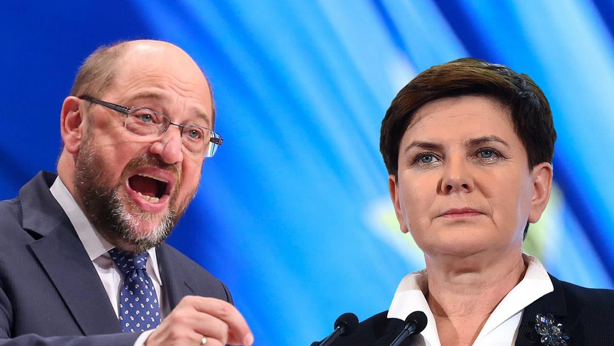 kolaż Beata Szydło Martin Schulz zamach stanu w Polsce