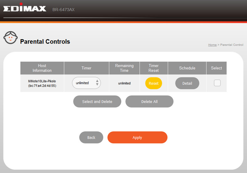 Edimax BR6473AX: Kontrola rodzicielska 