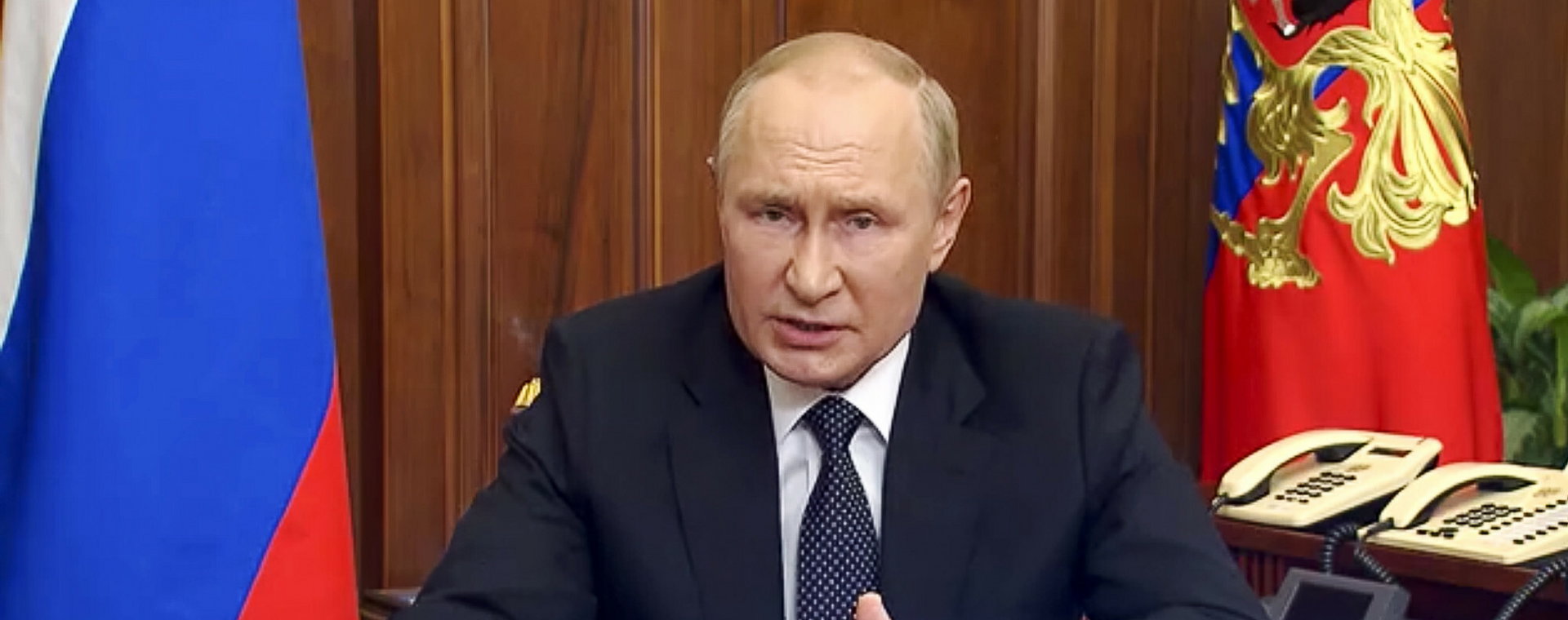 Prezydent Rosji Władimir Putin w czasie wygłaszania orędzia do narodu