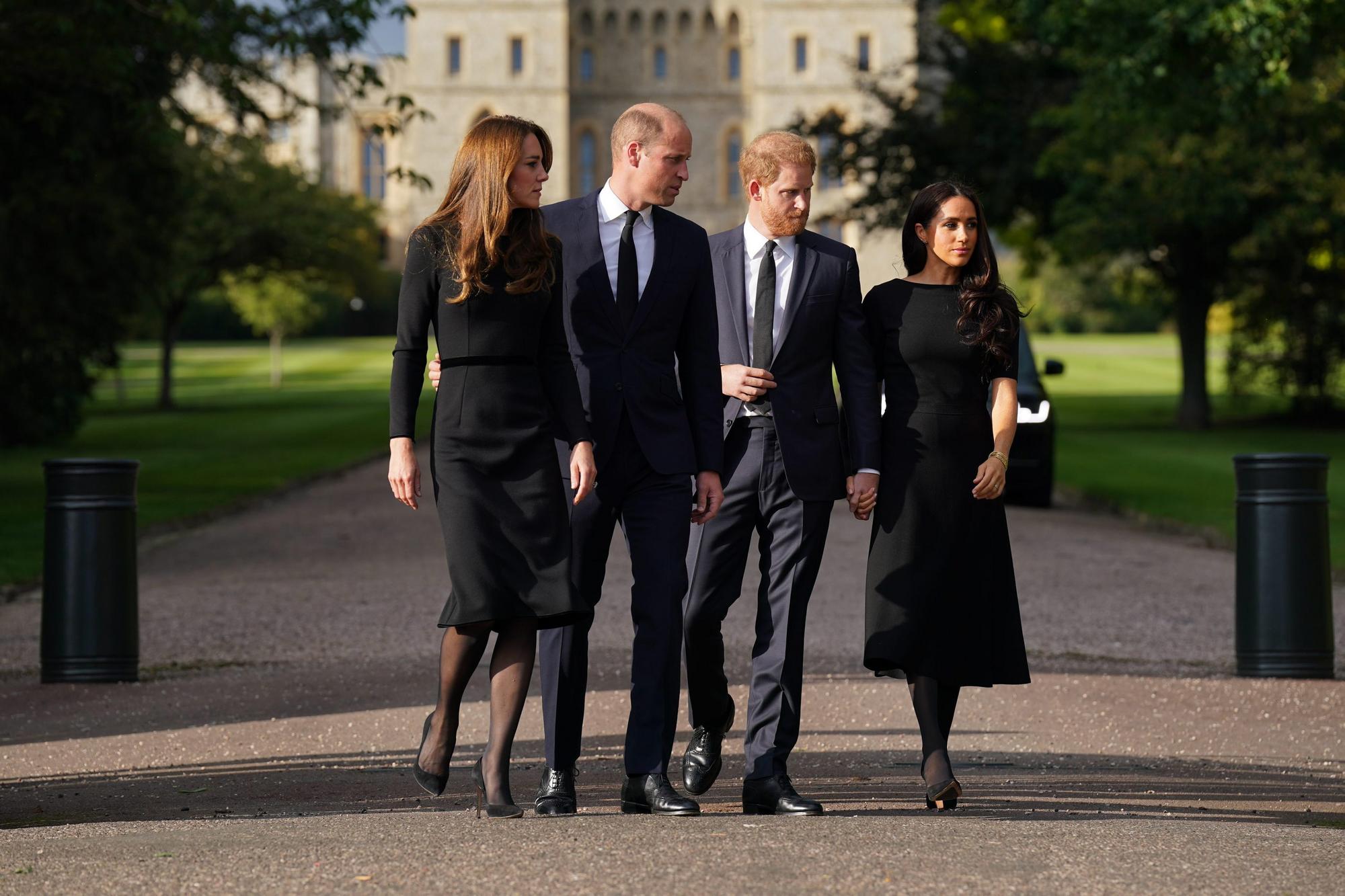 Princ Harry s Meghan spolu s princom Williamom a princeznou z Walesu Catherine.