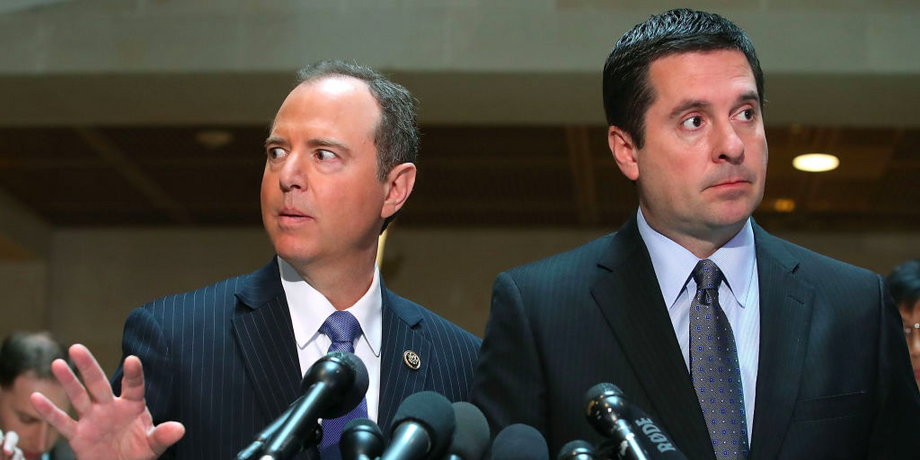 (L to R) House Intelligence Committee Chairman Devin Nunes (R-CA) and ranking member Rep. Adam Schiff (D-CA).