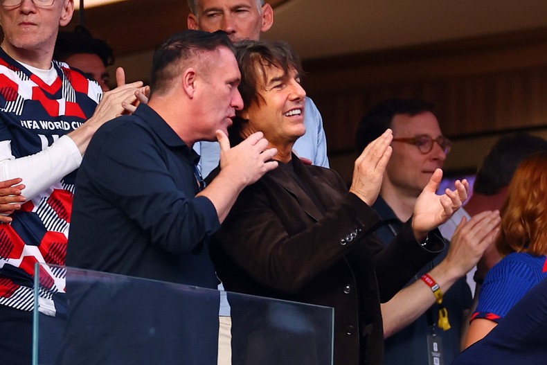 Cruise attended Team USA's first World Cup match on June 12  of course he did; it was in Los Angeles, and he's still the reigning King of Hollywood. He was seated next to Irish soccer coach Robbie Keane.Cruise continued to pop up at games throughout the tournament, including the final, when he kicked off the match with a rousing speech.