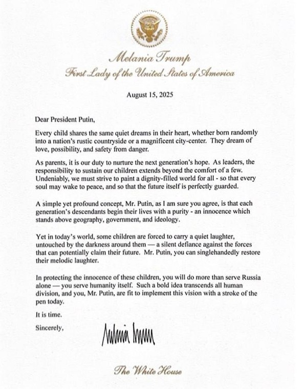 List M. Trump do W. Putina