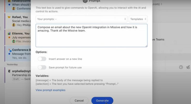 Email-management platform Missive just introduced an AI tool that can generate emails.Missive
