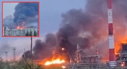Zmasowany atak dronów na rafinerię! Wybuchł gigantyczny pożar