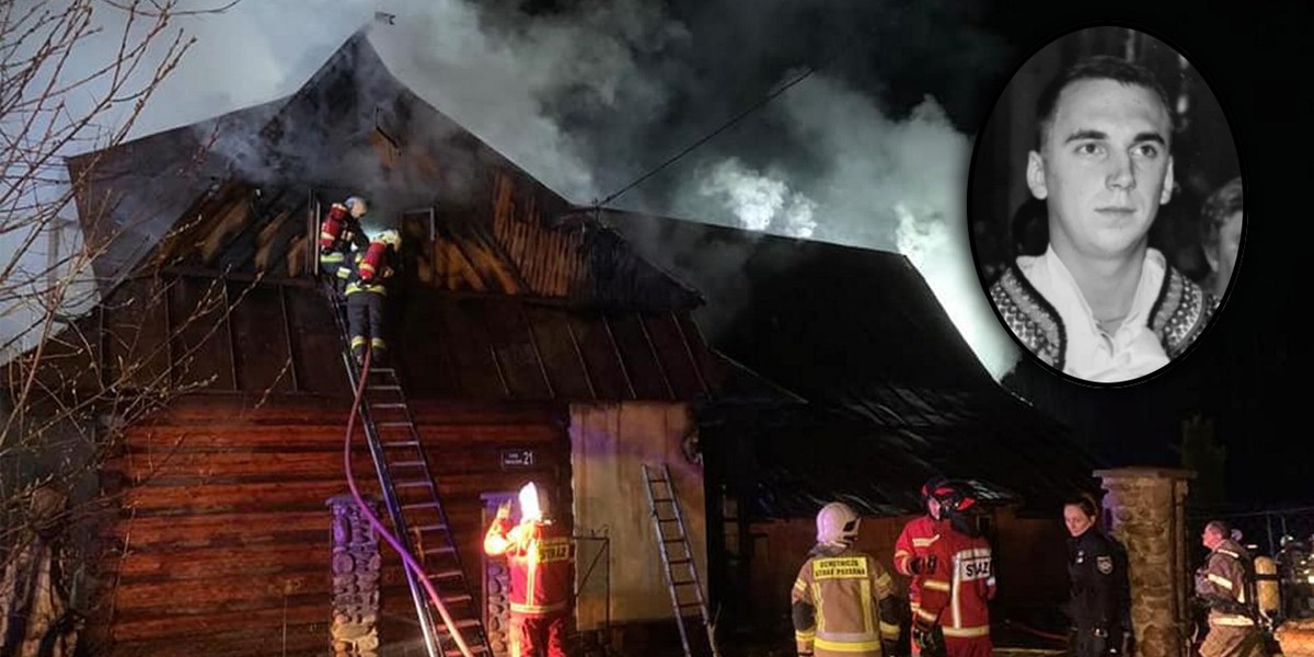 Pożar domu jednorodzinnego w Zakopanem.  Nie żyje 37-letni strażak, który ucierpiał w płomieniach.