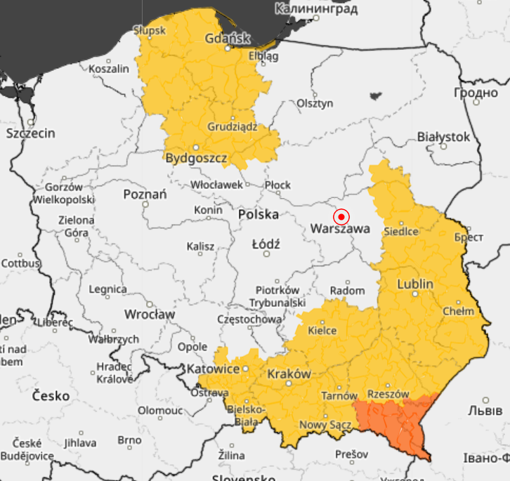 Aktualne ostrzeżenia IMGW przed intensywnymi opadami deszczu