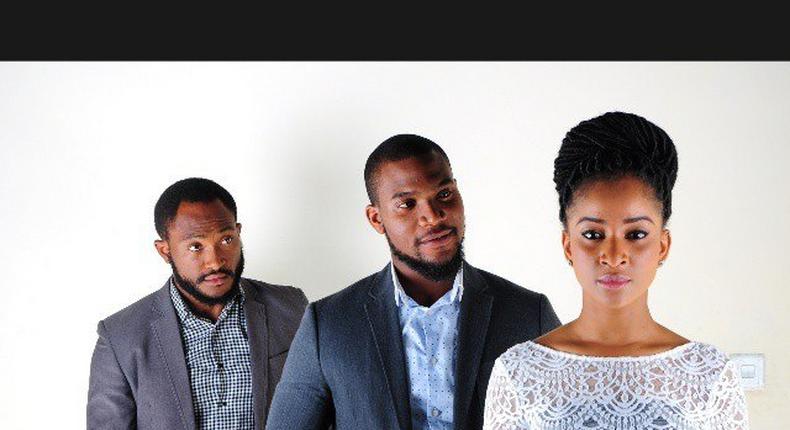 Blossom Chukwujekwu, Kunle Rhemmy and Adesua Etomi in photo shoot for 'Falling'