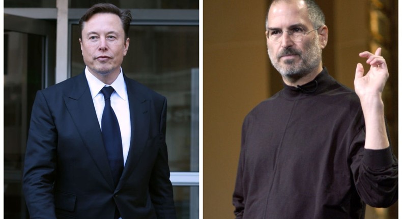 Walter Isaacson identified some similarities between Elon Musk and Steve Jobs in his book on the Tesla CEO.Justin Sullivan/Getty Images and Tim Mosenfelder/Getty Images