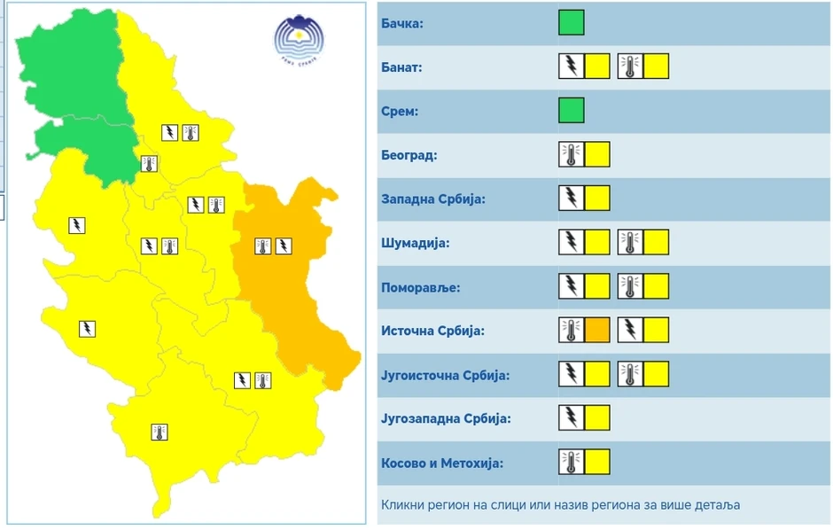 Manji pad temperature očekuje se u većem delu Srbiju, osim u istočnoj Srbiji