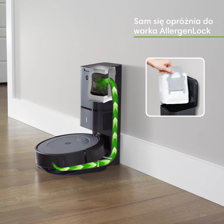 Roomba i3+ ze stacją Clean Base - antyalergiczny pojemnik w stacji wystarczy na ok. 60 cykli odkurzania