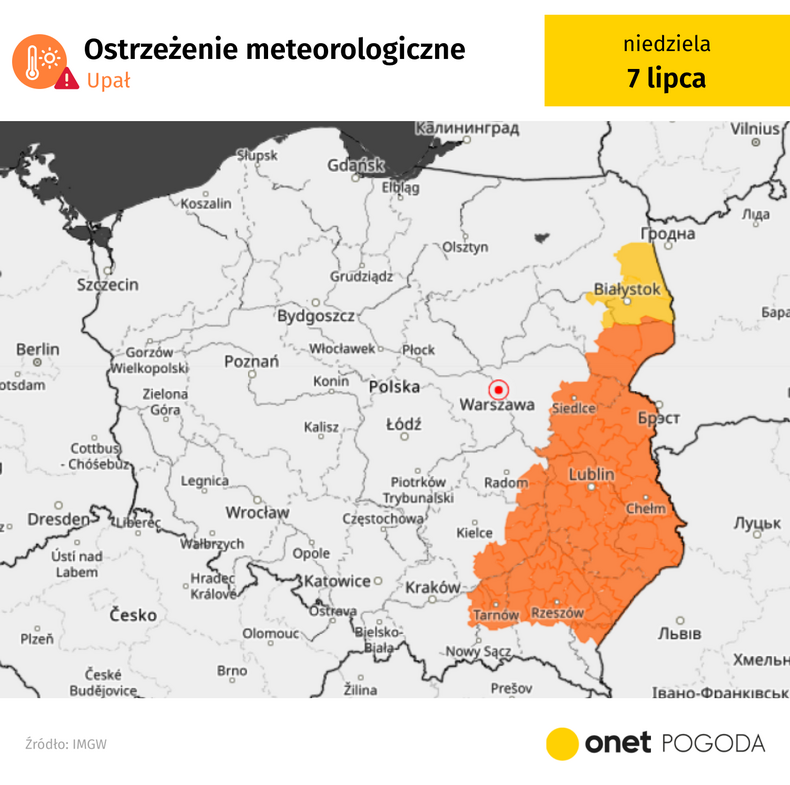 Na wschodzie obowiązywać będą dziś też alerty przed upałami