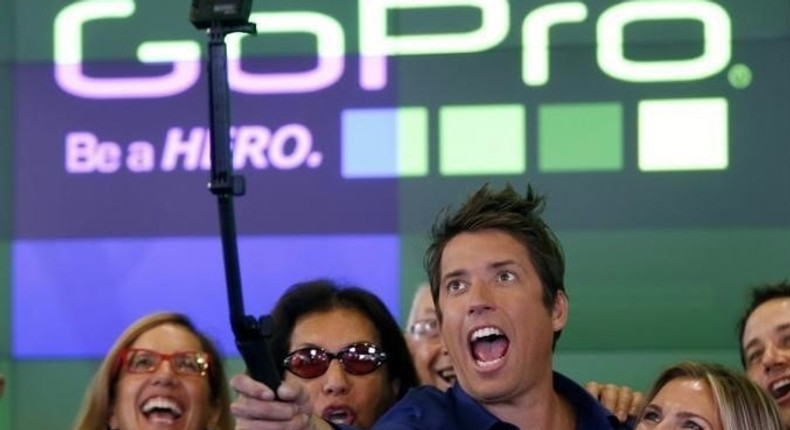 GoPro Inc's founder and CEO Woodman celebrates GoPro Inc's IPO at the Nasdaq Market Site in New York City