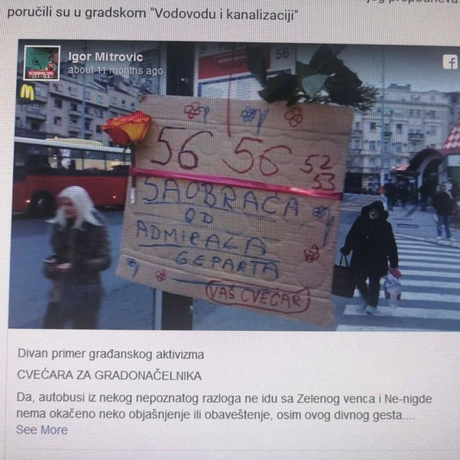 Obaveštenje cvećara od ranije