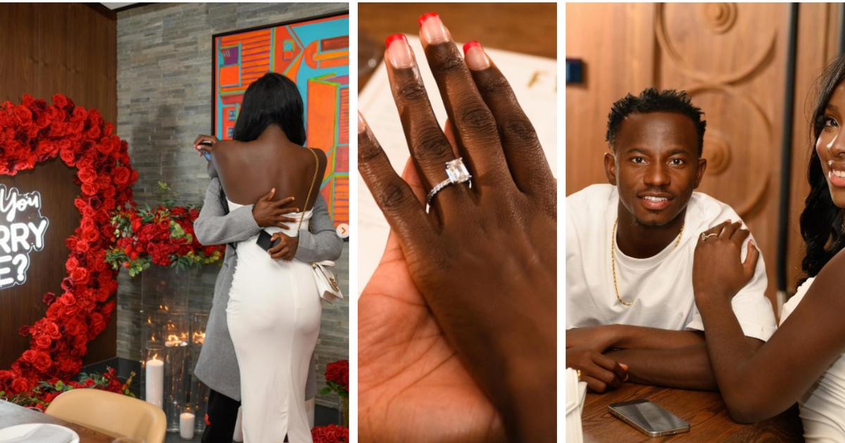 Black Stars player Yaw Yeboah proposes to girlfriend Gifty Boakye (Photos)