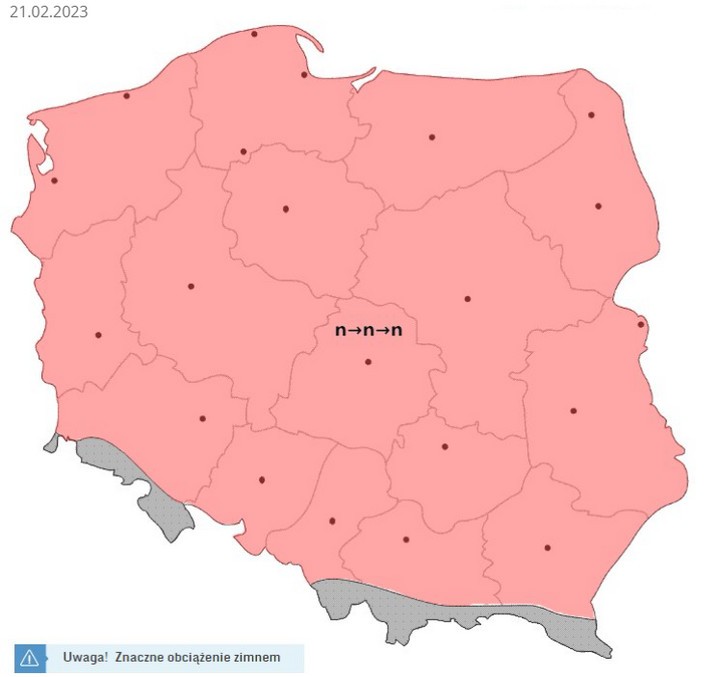 Warunki biometeorologiczne 21 lutego 2023 roku