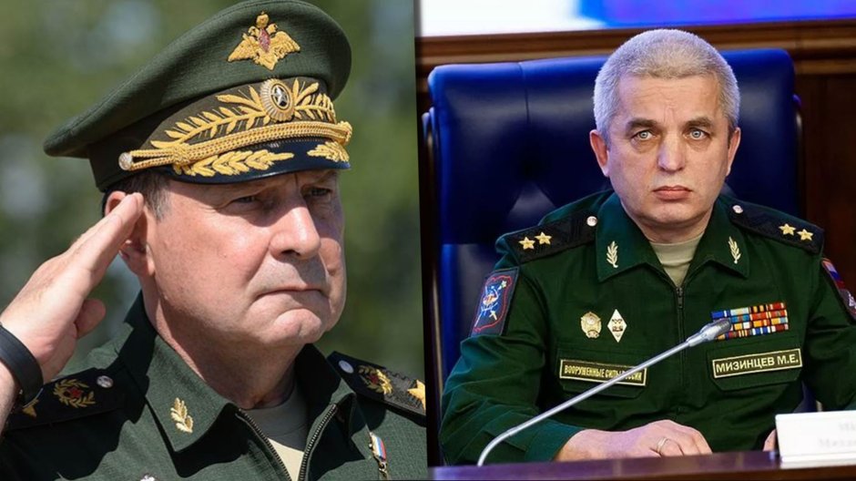 Gen. Dmitrij Bułhakow (P) i nowy zastępca Siergieja Szojgu gen. Michaił Mizincew (L)