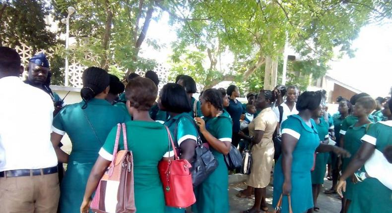 Aggrieved nurses who were not posted earlier picketed at Flagstaff House 