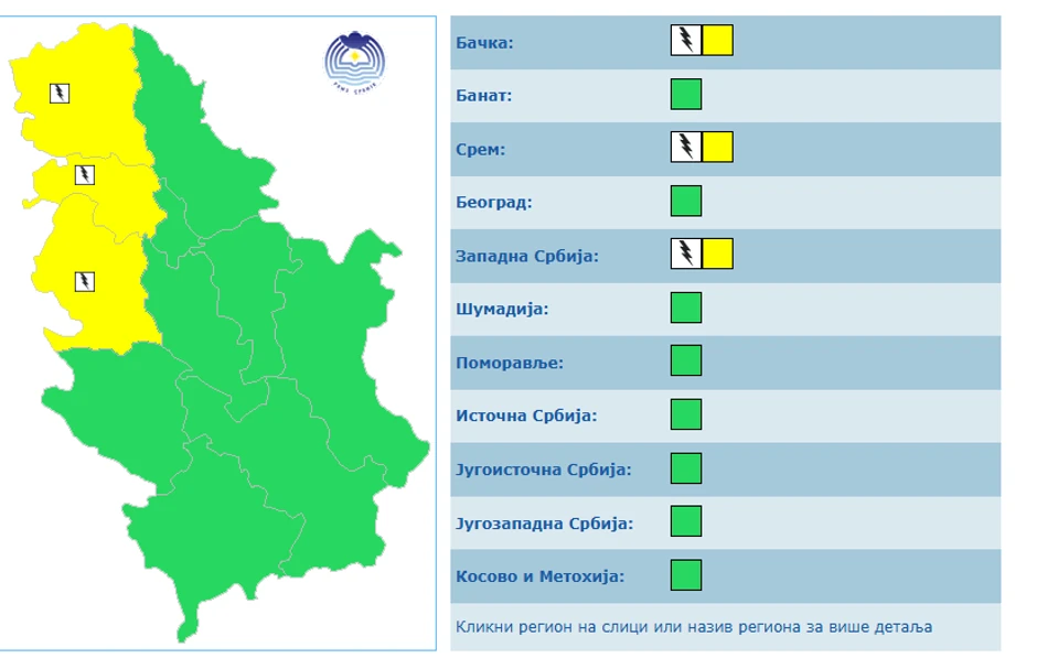Meteoalarm za 6. maj