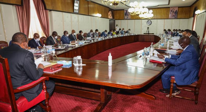 President Uhuru Kenyatta chairs a cabinet meeting held on Thursday October 8, 2020