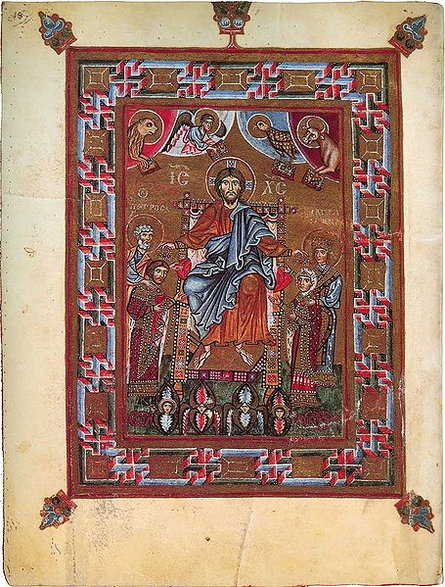 Miniatura z Chrystusem oraz Gertrudą i jej synem Jaropełkie