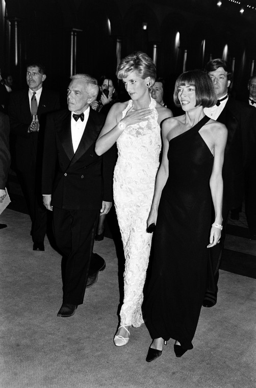 Ralph Lauren, księżna Diana i Anna Wintour w 1996 r.