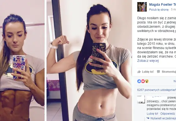 "Na moim brzuchu spokojnie da się zetrzeć marchew". Fitnesska z rozbrajającą szczerością pisze o cenie, jaką zapłaciła za sukces