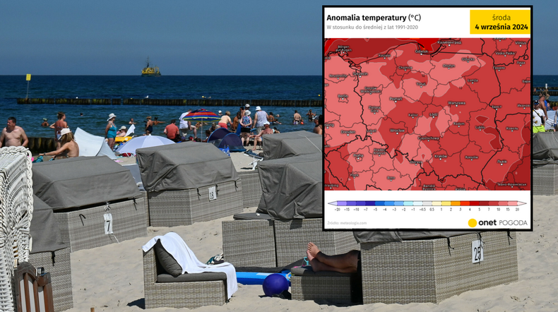 Anomalne lato nie opuszcza Polsce. W środę szczyt fali upałów (mapa: meteologix.com)