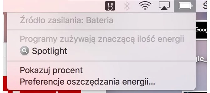 ... a tak wyglądają w macOS 10.12.2. Informacji "Pozostało" już nie ma