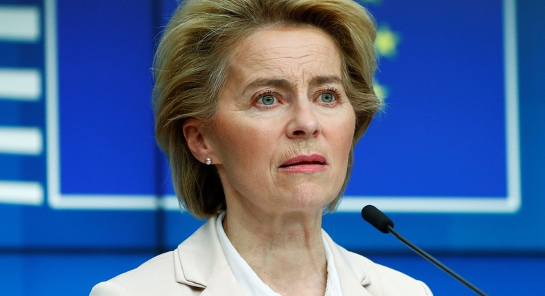 FILE PHOTO: European Commission President Ursula von der Leyen holds a news conference in Brussels, BelgiumReuters