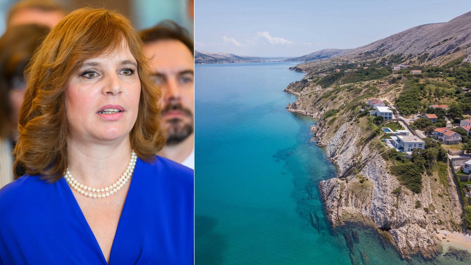 Veronika Remišová a pobrežie Pagského zálivu v Chorvátsku