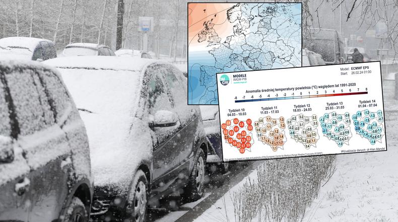 Zimno ze wschodu zabierze wiosnę? Śnieg i mróz wrócą do Polski (mapy: IMGW/tropicaltidbits.com