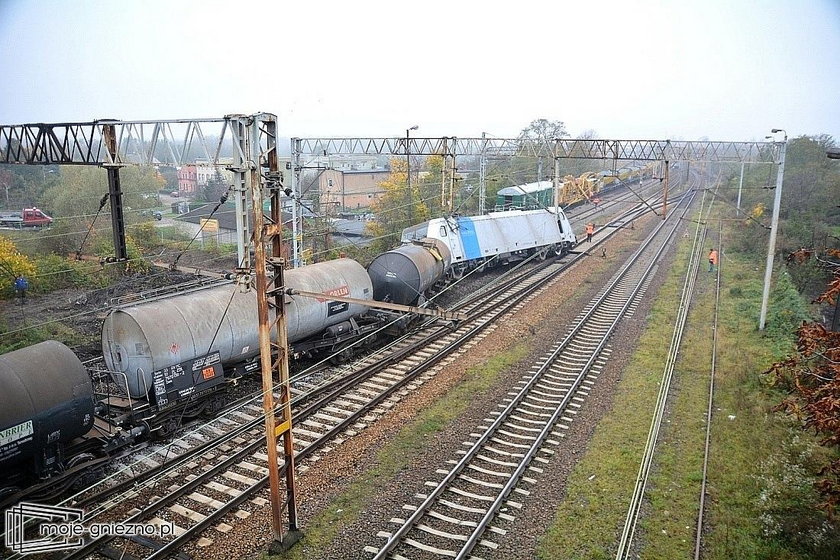 Wykolejenie pociągu z siarką w Gnieźnie