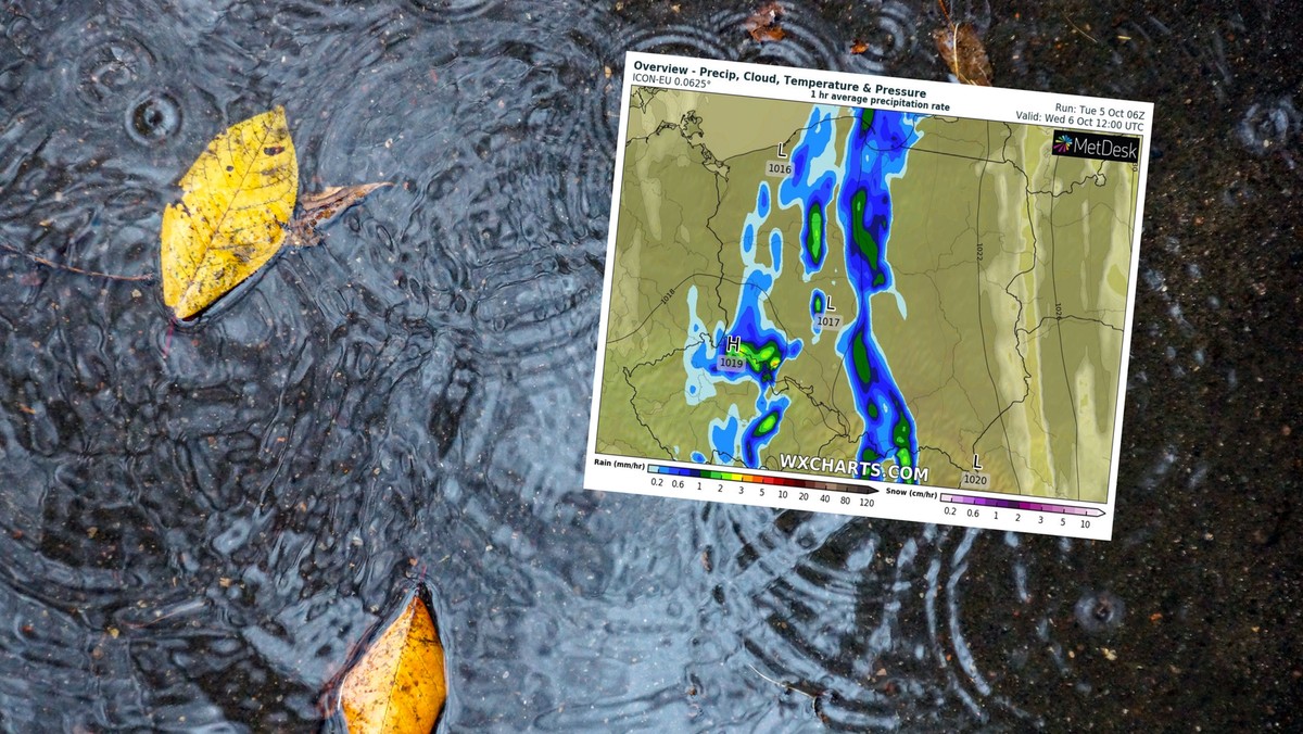 Prognoza pogody na środę, 6 października. Więcej deszczu. Temperatura w dół