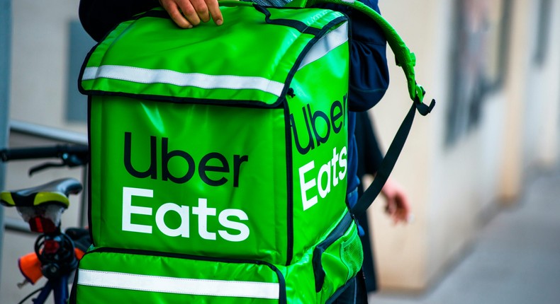 An Uber Eats delivery bag.