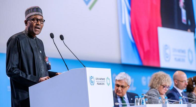 President Muhammadu Buhari speaking at the Official Opening ceremony of the Climate Change COP24 and Leader's Summit in Katowice, Poland