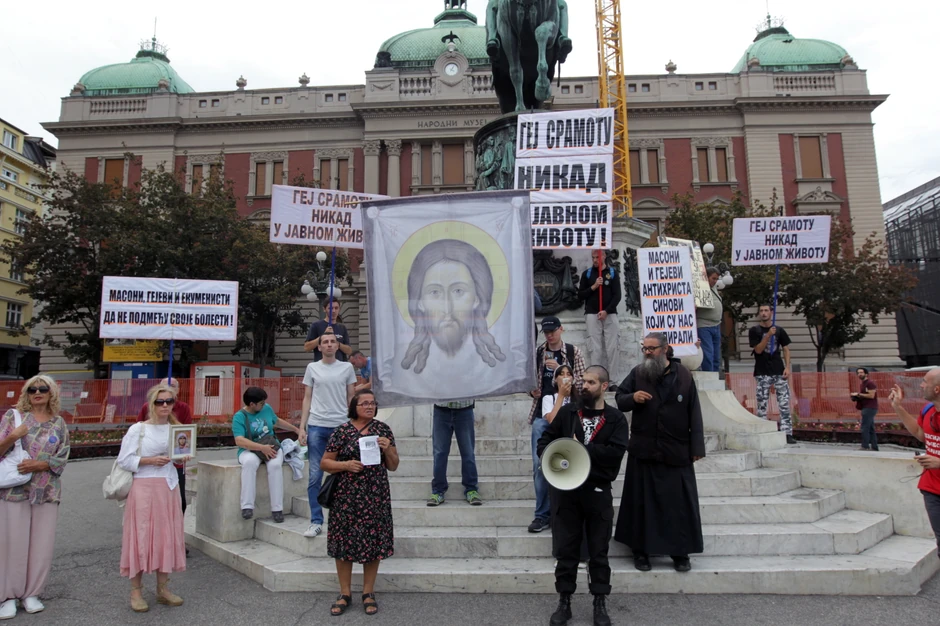 Raščinjeni monah Antonije Davidović na jednom od skupova u Beogradu