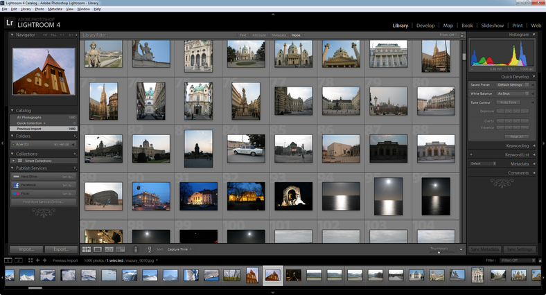 …i najnowsza wersja: Adobe Photoshop Lightroom 4 z tą samą biblioteką zdjęć.