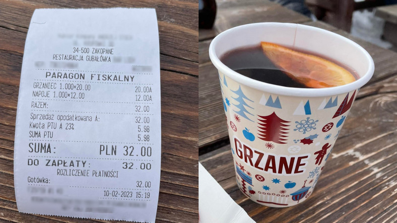 Cena za grzane wino i colę na Gubałówce 