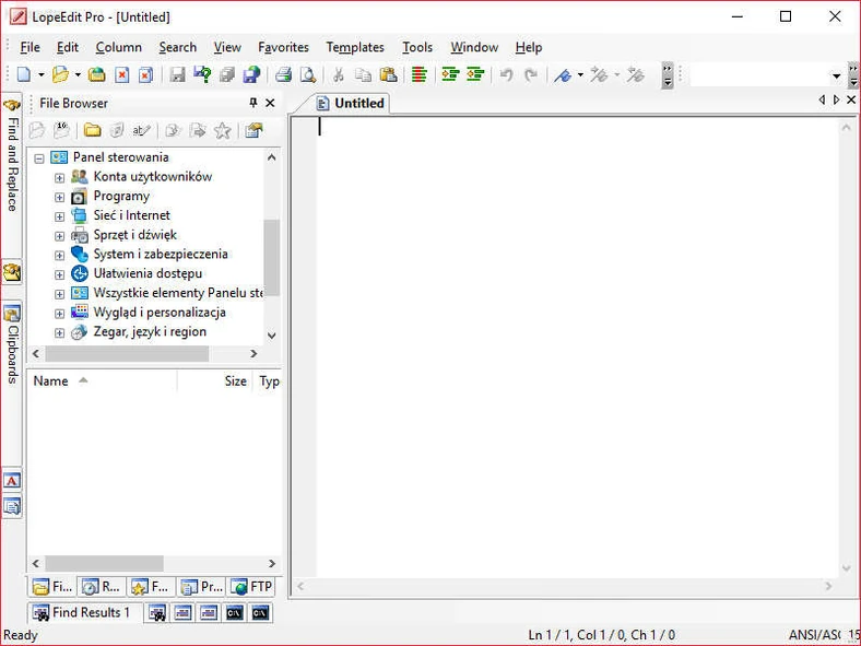 Główne okno programu do edycji tektu - LopeEdit Pro 5.6.3