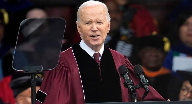 President Joe Biden speaks to graduating students at the Morehouse College commencement in Atlanta.AP Photo/John Bazemore