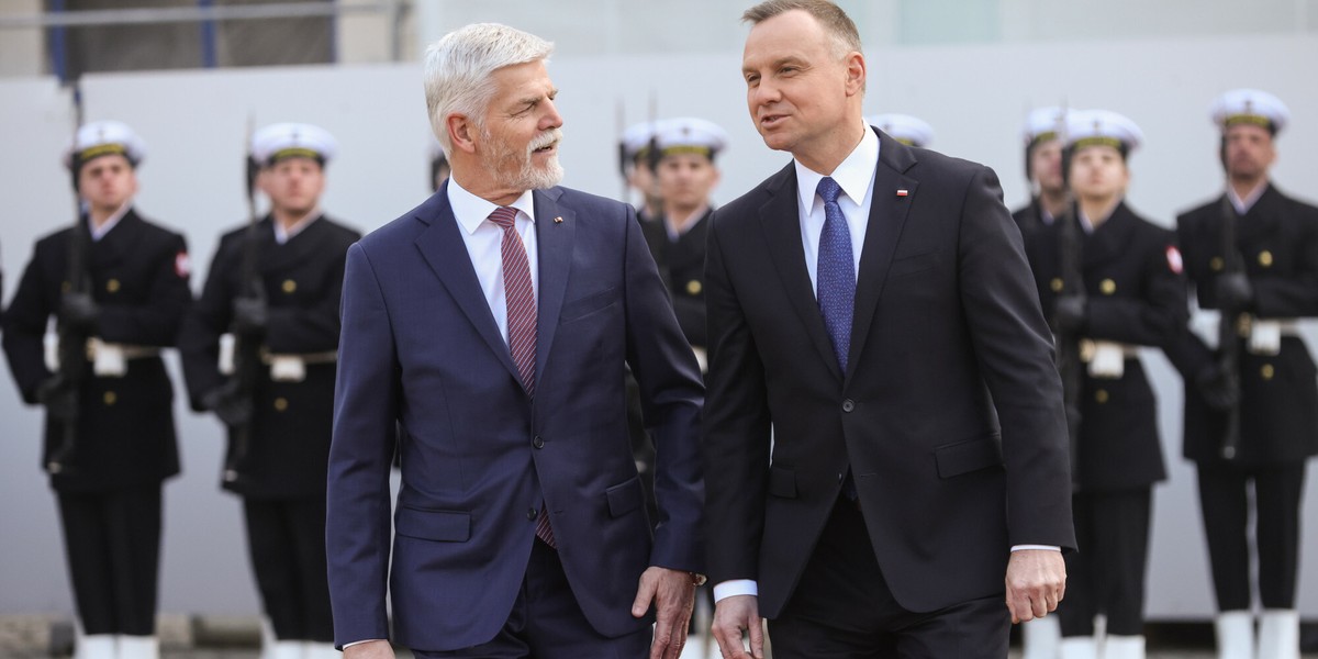 Prezydent Czech Petr Pavel i prezydent Polski Andrzej Duda. Warszawa, 16 marca 2023 r.