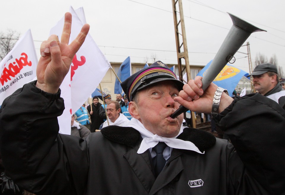 WARSZAWA KOLEJARZE PROTEST BLOKADA