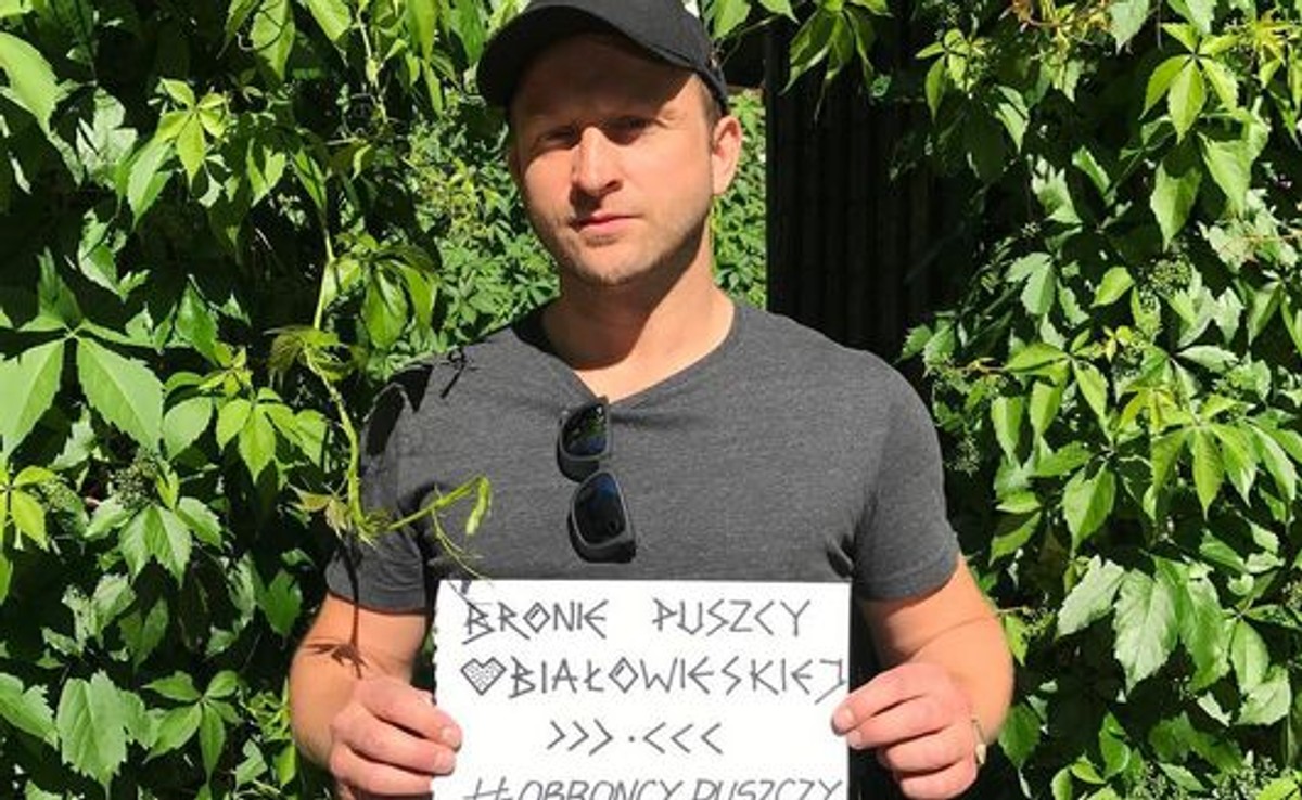 Borys Szyc bronił Puszczy Białowieskiej. Został spisany przez strażników leśnych