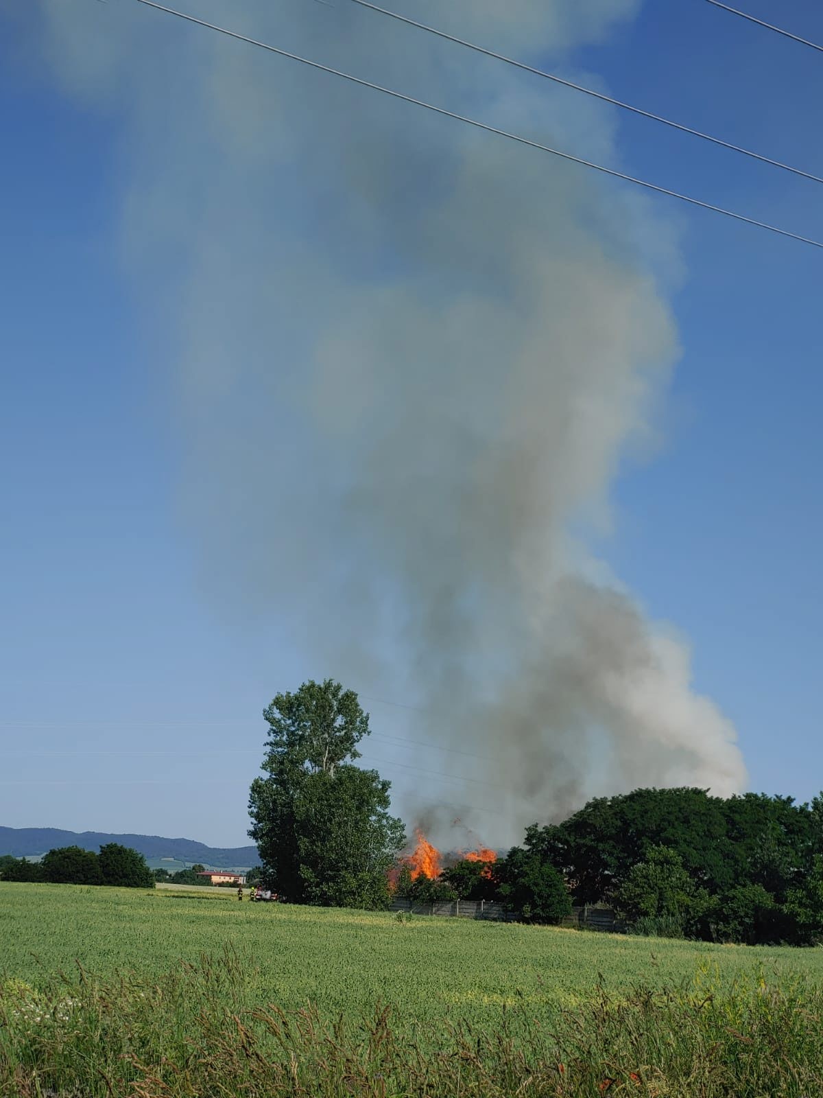 Požiar poľnohospodárskeho družstva v Potvoriciach. 