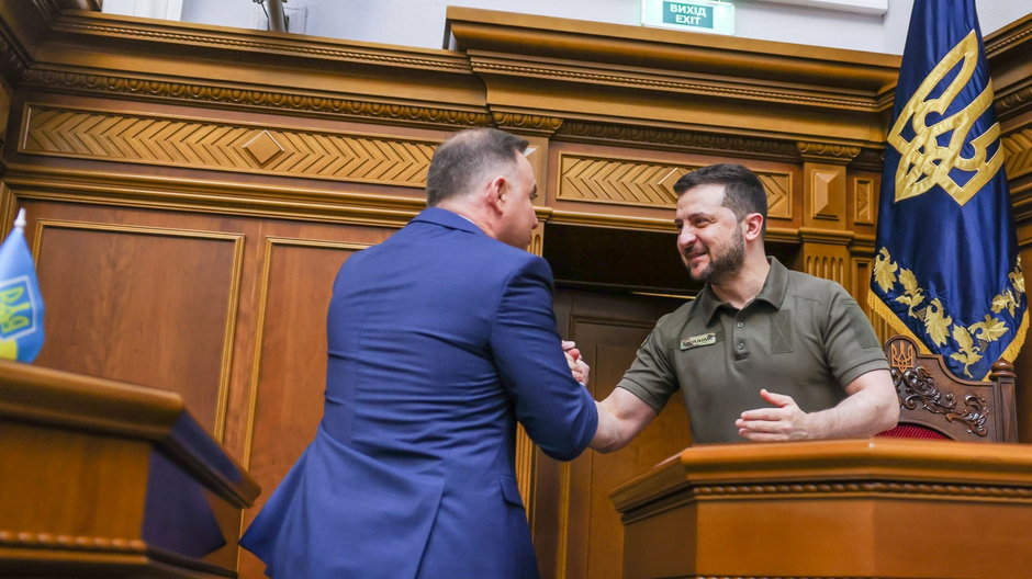Andrzej Duda i Wołodymyr Zełenski w ukraińskim parlamencie, fot Kancelaria Prezydenta na Twitterze